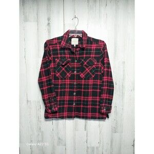 Casa Cabana Men's Medium Red Black Thick Flannel Button Up Shirt